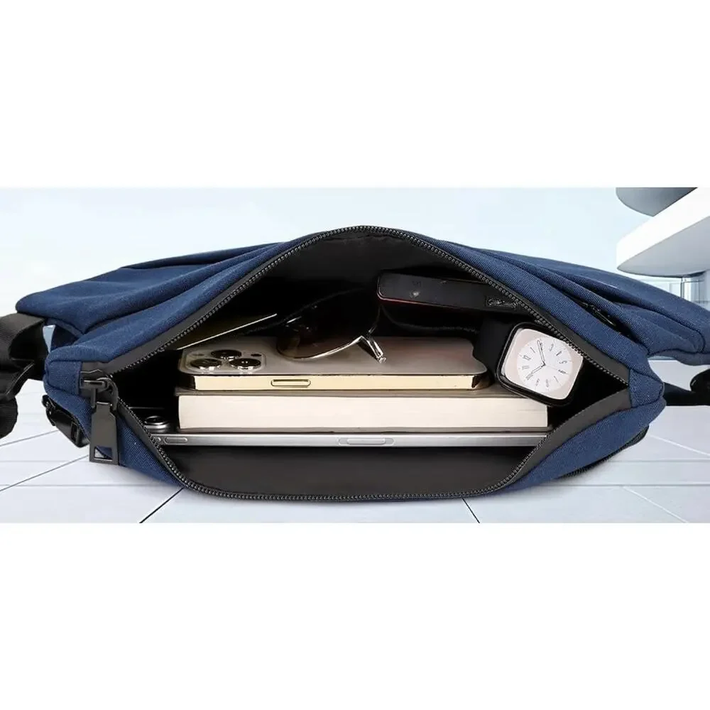New Nylon Navy Crossbody Bag for Men/Women, Waterproof Sling‎ Bag Cycling Hiking